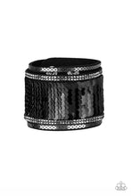 Load image into Gallery viewer, Paparazzi Heads Or MERMAID Tails - Black / Silver - Rhinestones - Black Suede Wrap / Snap Bracelet - $5 Jewelry with Ashley Swint
