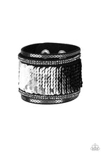 Load image into Gallery viewer, Paparazzi Heads Or MERMAID Tails - Black / Silver - Rhinestones - Black Suede Wrap / Snap Bracelet - $5 Jewelry with Ashley Swint