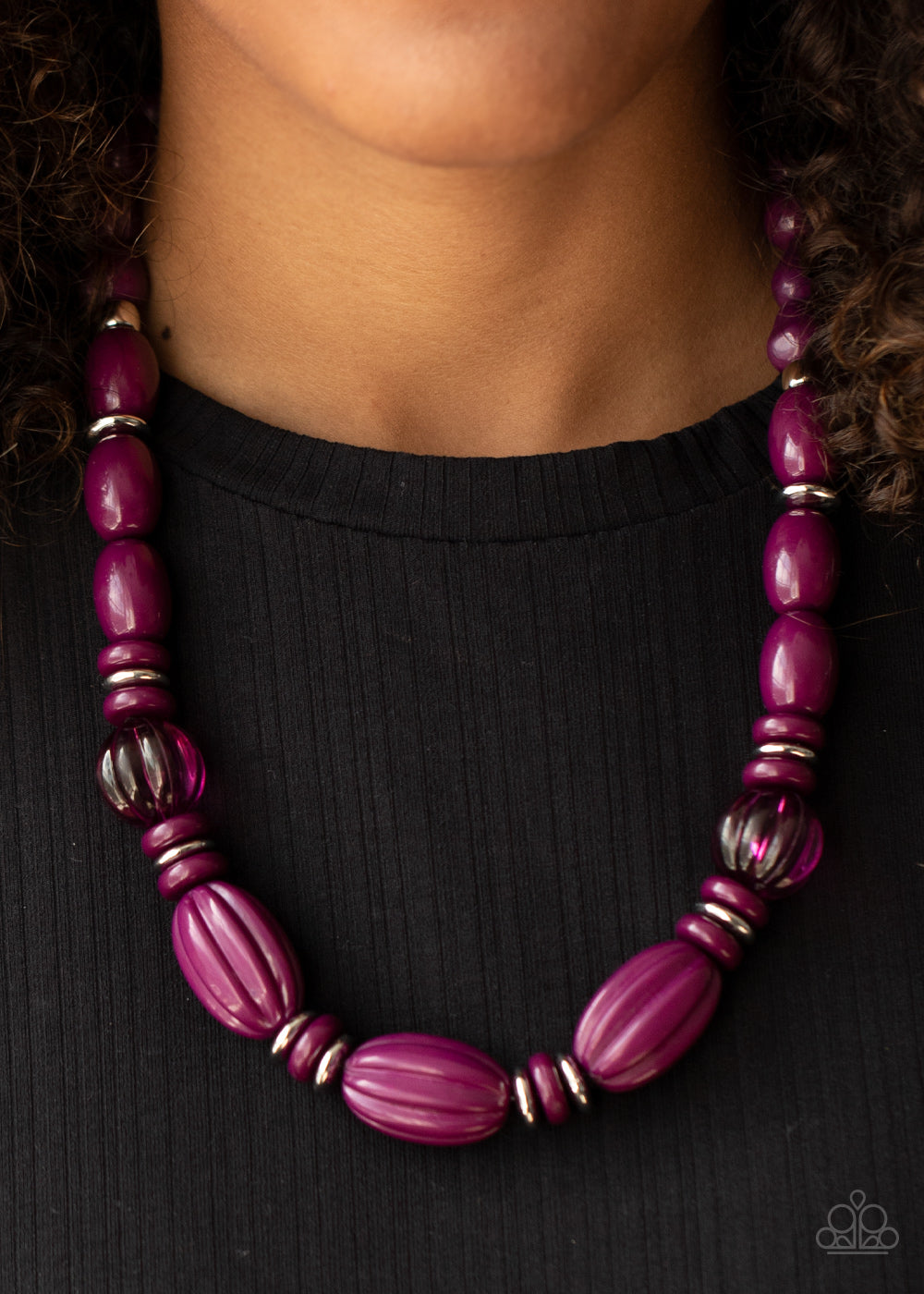 Paparazzi High Alert - Purple Plum Beads - Necklace & Earrings - $5 Jewelry with Ashley Swint