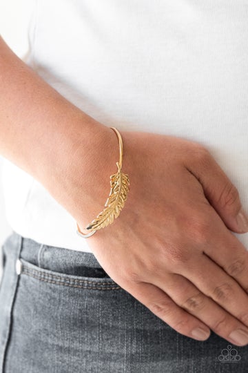 Paparazzi How Do You Like This FEATHER? - Gold - Cuff Bracelet - $5 Jewelry with Ashley Swint