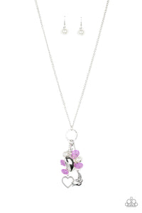 Paparazzi I Will Fly - Purple - Bird, Heart, Pearl Charms, Necklace and matching Earrings - $5 Jewelry With Ashley Swint