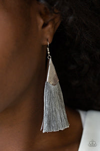Paparazzi In Full PLUME - Silver - Thread / Fringe / Tassel - Earrings - $5 Jewelry With Ashley Swint