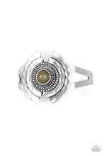 Load image into Gallery viewer, Paparazzi Incredibly Indie - Green Bead - Hammered Silver Cuff Bracelet - $5 Jewelry With Ashley Swint