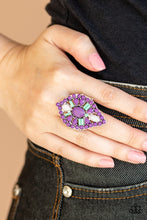 Load image into Gallery viewer, Paparazzi Jungle Jewelry - Purple - Gray &amp; Green Beads - Ring - $5 Jewelry with Ashley Swint