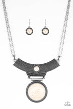 Load image into Gallery viewer, Paparazzi Lasting EMPRESS-ions - White Crackle Stone - Silver Statement Necklace and matching Earrings - $5 Jewelry With Ashley Swint