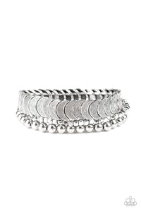 Paparazzi LAYER It On Me - Silver - Stretchy Band - Set of 3 Bracelets - $5 Jewelry with Ashley Swint