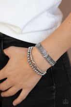 Load image into Gallery viewer, Paparazzi LAYER It On Me - Silver - Stretchy Band - Set of 3 Bracelets - $5 Jewelry with Ashley Swint