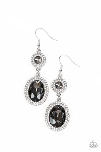 Paparazzi Let It BEDAZZLE - Silver Smoky Gems - White Rhinestones - Earrings - $5 Jewelry With Ashley Swint
