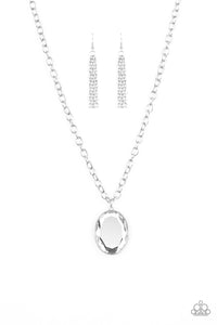 Paparazzi Light As HEIR - White Gem - Silver Necklace & Earrings - $5 Jewelry with Ashley Swint