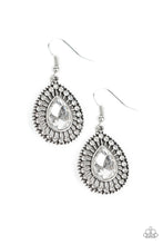 Load image into Gallery viewer, Paparazzi Limo Service - White Rhinestone - Teardrop Earrings - $5 Jewelry With Ashley Swint