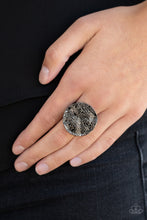 Load image into Gallery viewer, Paparazzi Lined Up - Black - Gunmetal Etched Disc - Ring - $5 Jewelry with Ashley Swint