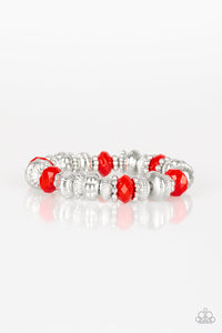 Paparazzi Live Life To The COLOR-fullest - Red - Silver Beads Bracelet - $5 Jewelry With Ashley Swint