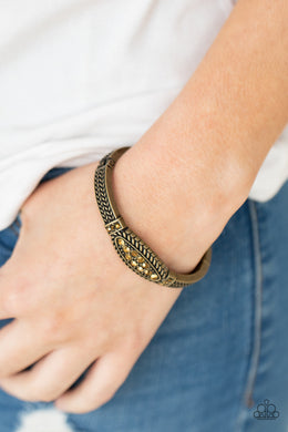 Paparazzi Locked in Luster - Brass - Hinged Bracelet - $5 Jewelry with Ashley Swint