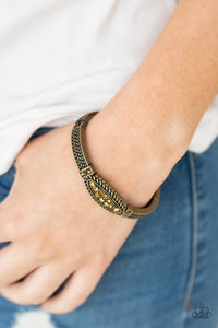 Paparazzi Locked in Luster - Brass - Hinged Bracelet - $5 Jewelry with Ashley Swint