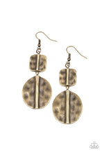 Load image into Gallery viewer, Paparazzi Lure Allure - Brass - Hammered Square &amp; Oval Frames - Earrings - $5 Jewelry with Ashley Swint