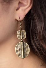 Load image into Gallery viewer, Paparazzi Lure Allure - Brass - Hammered Square &amp; Oval Frames - Earrings - $5 Jewelry with Ashley Swint