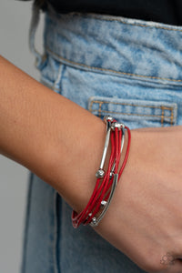 Paparazzi Magnetically Modern - Red - Faceted Silver Beads - Magnetic Closure - Bracelet - $5 Jewelry with Ashley Swint