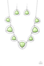 Load image into Gallery viewer, Paparazzi Make A Point - Green Beads - Silver Chain Necklace and matching Earrings - $5 Jewelry With Ashley Swint