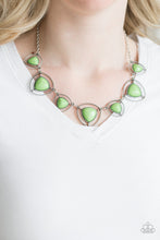 Load image into Gallery viewer, Paparazzi Make A Point - Green Beads - Silver Chain Necklace and matching Earrings - $5 Jewelry With Ashley Swint