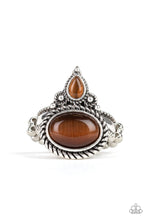 Load image into Gallery viewer, Paparazzi Malibu Mist - Brown Cat's Eye Teardrop - Silver Ring - $5 Jewelry With Ashley Swint