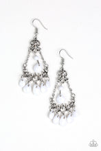 Load image into Gallery viewer, Paparazzi Malibu Sunset - White - Faceted Teardrop beads - Silver Chains - Earrings - $5 Jewelry With Ashley Swint