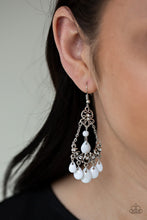 Load image into Gallery viewer, Paparazzi Malibu Sunset - White - Faceted Teardrop beads - Silver Chains - Earrings - $5 Jewelry With Ashley Swint