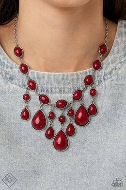 PRE-ORDER - Paparazzi Mediterranean Mystery - Red - Necklace & Earrings - Trend Blend / Fashion Fix Exclusive January 2022 - $5 Jewelry with Ashley Swint