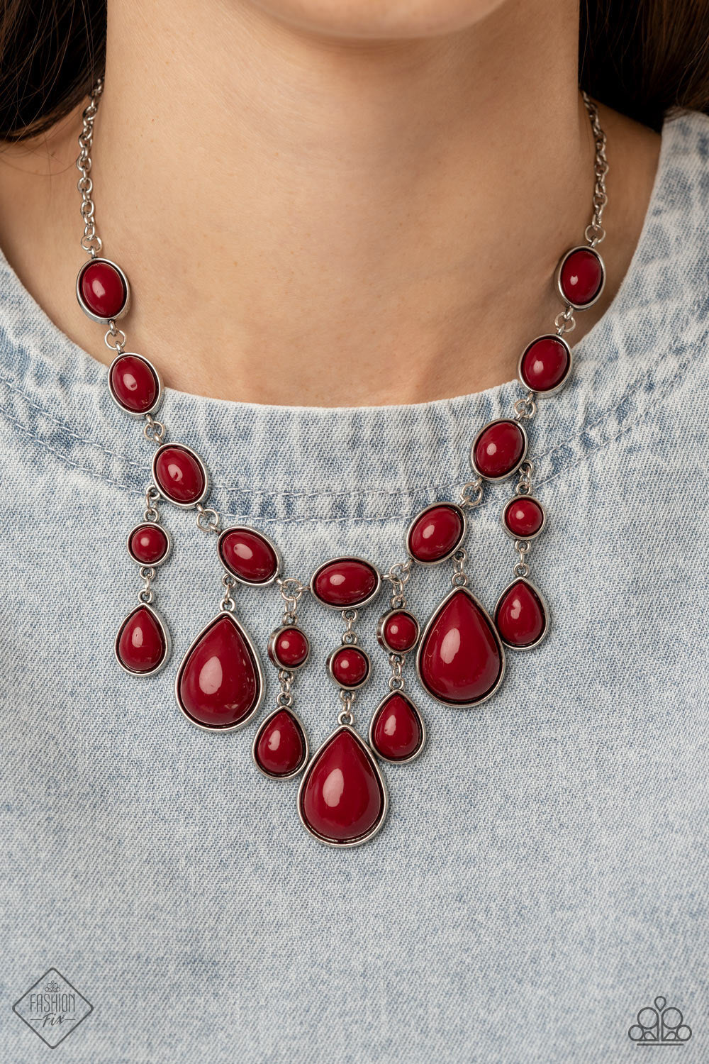 PRE-ORDER - Paparazzi Mediterranean Mystery - Red - Necklace & Earrings - Trend Blend / Fashion Fix Exclusive January 2022 - $5 Jewelry with Ashley Swint