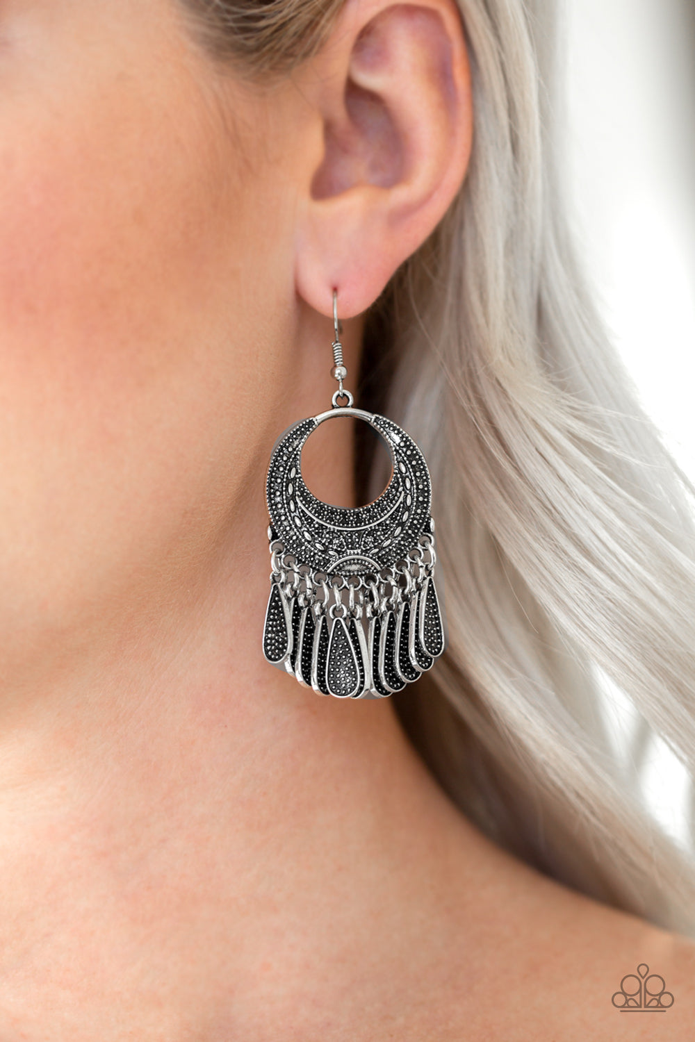 Paparazzi Mesa Majesty - Silver - Ornate Hoop - Earrings - $5 Jewelry with Ashley Swint