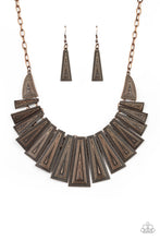 Load image into Gallery viewer, Paparazzi Metro Mane - Copper - Embossed Antiqued Plates - Necklace &amp; Earrings - $5 Jewelry with Ashley Swint