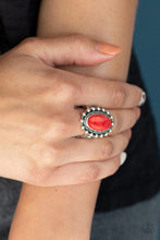 Load image into Gallery viewer, Paparazzi Mineral Movement - Red Stone - Studded Silver Ring - $5 Jewelry with Ashley Swint