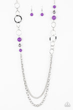 Load image into Gallery viewer, Paparazzi Modern Motley - Purple Beads - Silver Beads and Hoops - Silver Chain Necklace &amp; Earrings - $5 Jewelry with Ashley Swint