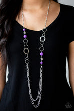 Load image into Gallery viewer, Paparazzi Modern Motley - Purple Beads - Silver Beads and Hoops - Silver Chain Necklace &amp; Earrings - $5 Jewelry with Ashley Swint