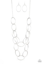 Load image into Gallery viewer, Paparazzi Move On OVAL! - Silver - Etched Antiqued Textures - Necklace &amp; Earrings - $5 Jewelry With Ashley Swint