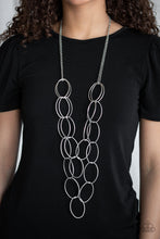 Load image into Gallery viewer, Paparazzi Move On OVAL! - Silver - Etched Antiqued Textures - Necklace &amp; Earrings - $5 Jewelry With Ashley Swint