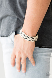 Paparazzi Outback Outlaw - Black - Leather Laces - White Rope - Snap Urban Bracelet - $5 Jewelry With Ashley Swint