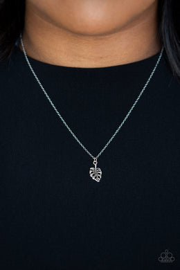 Paparazzi Palm Tree Retreat - Silver Palm Leaf Pendant - Necklace and matching Earrings - $5 Jewelry With Ashley Swint