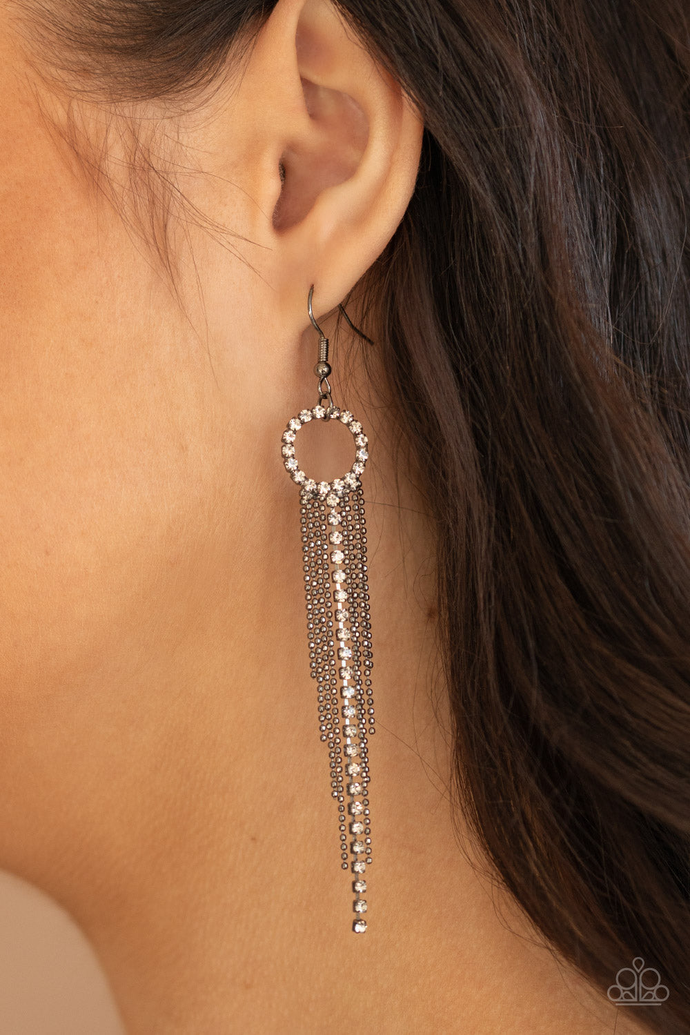 Paparazzi Pass The Glitter - Black - Earrings - $5 Jewelry with Ashley Swint