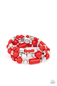 PRE-ORDER - Paparazzi Perfectly Prismatic - Red - Set of 3 Stretchy Bracelets - $5 Jewelry with Ashley Swint