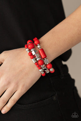 PRE-ORDER - Paparazzi Perfectly Prismatic - Red - Set of 3 Stretchy Bracelets - $5 Jewelry with Ashley Swint