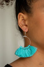 Load image into Gallery viewer, Paparazzi Peruvian Princess - Blue - Thread, Tassel, Fringe - Silver Hoop Earrings - $5 Jewelry With Ashley Swint