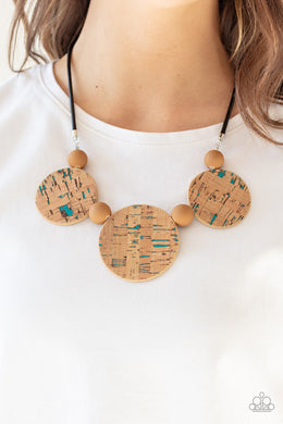 Paparazzi Pop The Cork - Blue - Brown Beads - Necklace & Earrings - $5 Jewelry with Ashley Swint