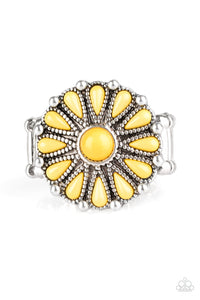 Paparazzi Poppy Pop-tastic - Yellow - Studded Silver Frame - Ring - $5 Jewelry with Ashley Swint