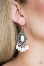 Load image into Gallery viewer, Paparazzi Private Villa - White - Faceted Beads - Antiqued Silver Filigree - Earrings - $5 Jewelry with Ashley Swint