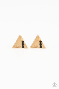 Paparazzi Pyramid Paradise - Black - Gold Triangle - Post Earrings - $5 Jewelry with Ashley Swint