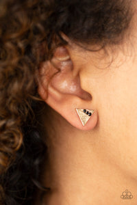 Paparazzi Pyramid Paradise - Black - Gold Triangle - Post Earrings - $5 Jewelry with Ashley Swint