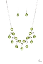 Load image into Gallery viewer, Paparazzi Queen Of The Gala - Green Pearls - Silver Necklace &amp; Earrings - $5 Jewelry With Ashley Swint