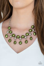 Load image into Gallery viewer, Paparazzi Queen Of The Gala - Green Pearls - Silver Necklace &amp; Earrings - $5 Jewelry With Ashley Swint