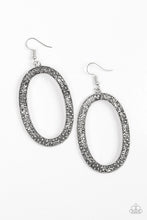 Load image into Gallery viewer, Paparazzi Rhinestone Rebel - Silver Hematite Rhinestones - Hoop Earrings - $5 Jewelry With Ashley Swint