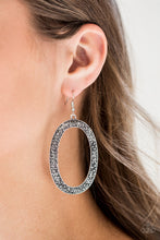 Load image into Gallery viewer, Paparazzi Rhinestone Rebel - Silver Hematite Rhinestones - Hoop Earrings - $5 Jewelry With Ashley Swint
